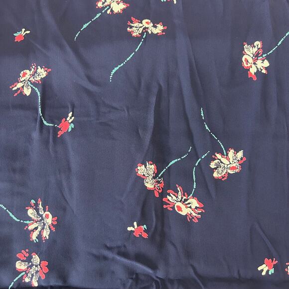 Navy Blue Rayon Batik Floral Print Fabric 42" W x 2yd 30" L - Picture 1 of 4